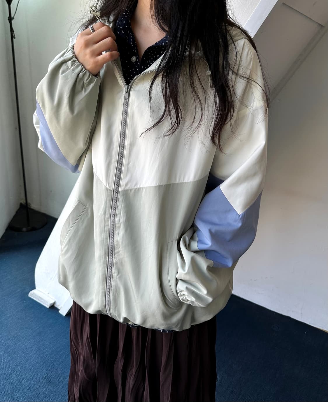 Washed poly panel design wind parka 상품이미지4
