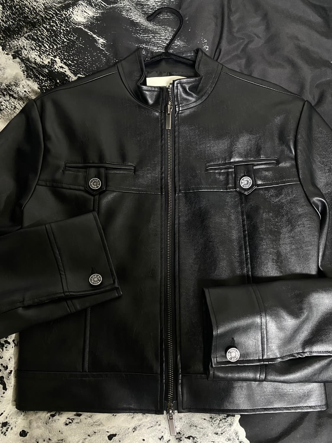 보헤미안서울 베이직 레더 자켓 블랙 상품이미지10