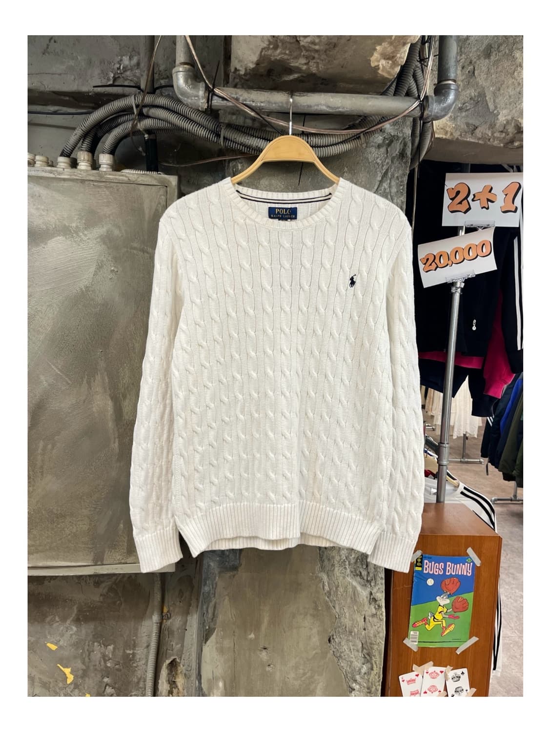 폴로 랄프로렌 꽈배기 니트 화이트 XL #csz3771 상품이미지1