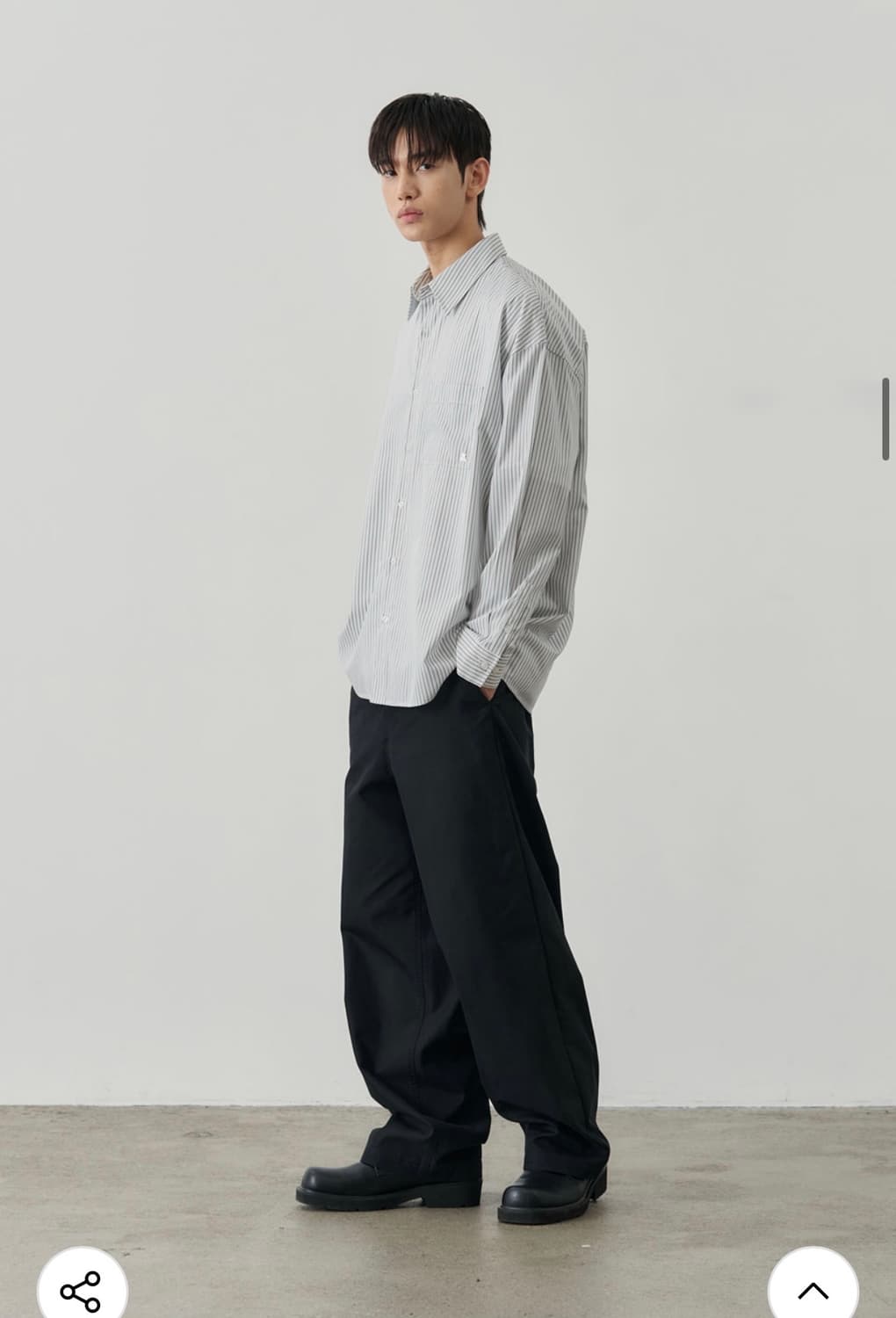 (L) 알리스 포인티드 실키 스트라이프 셔츠 [화이트] 판매 상품이미지6