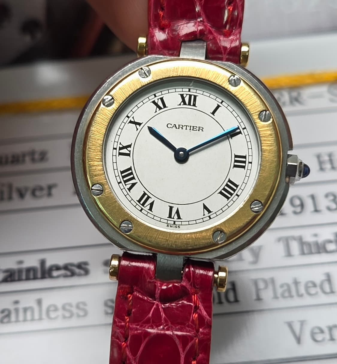 까르띠에 산토스 원형 오리지널 실버로만 블루핸즈 18K콤비 여성용 (감정 상품이미지10