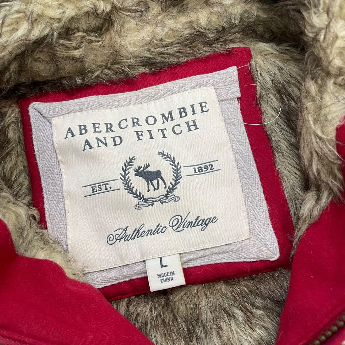 아베크롬비 울프죠 털 후드집업 레드 상품이미지5