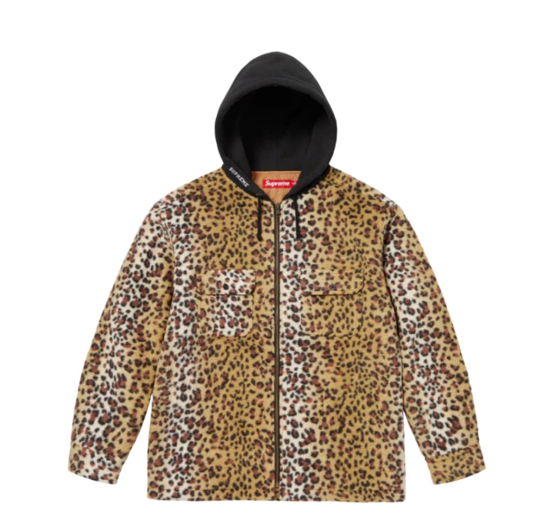 [L] 슈프림 플리스 집업 후드 셔츠 브라운 레오파드  상품이미지9
