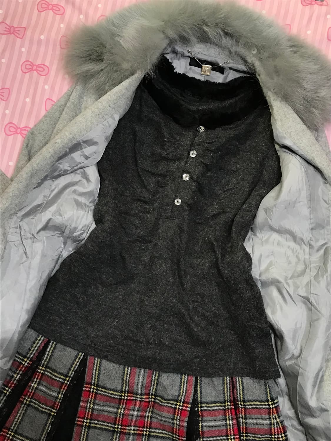 그레이 퍼 코트 갸루 상품이미지3