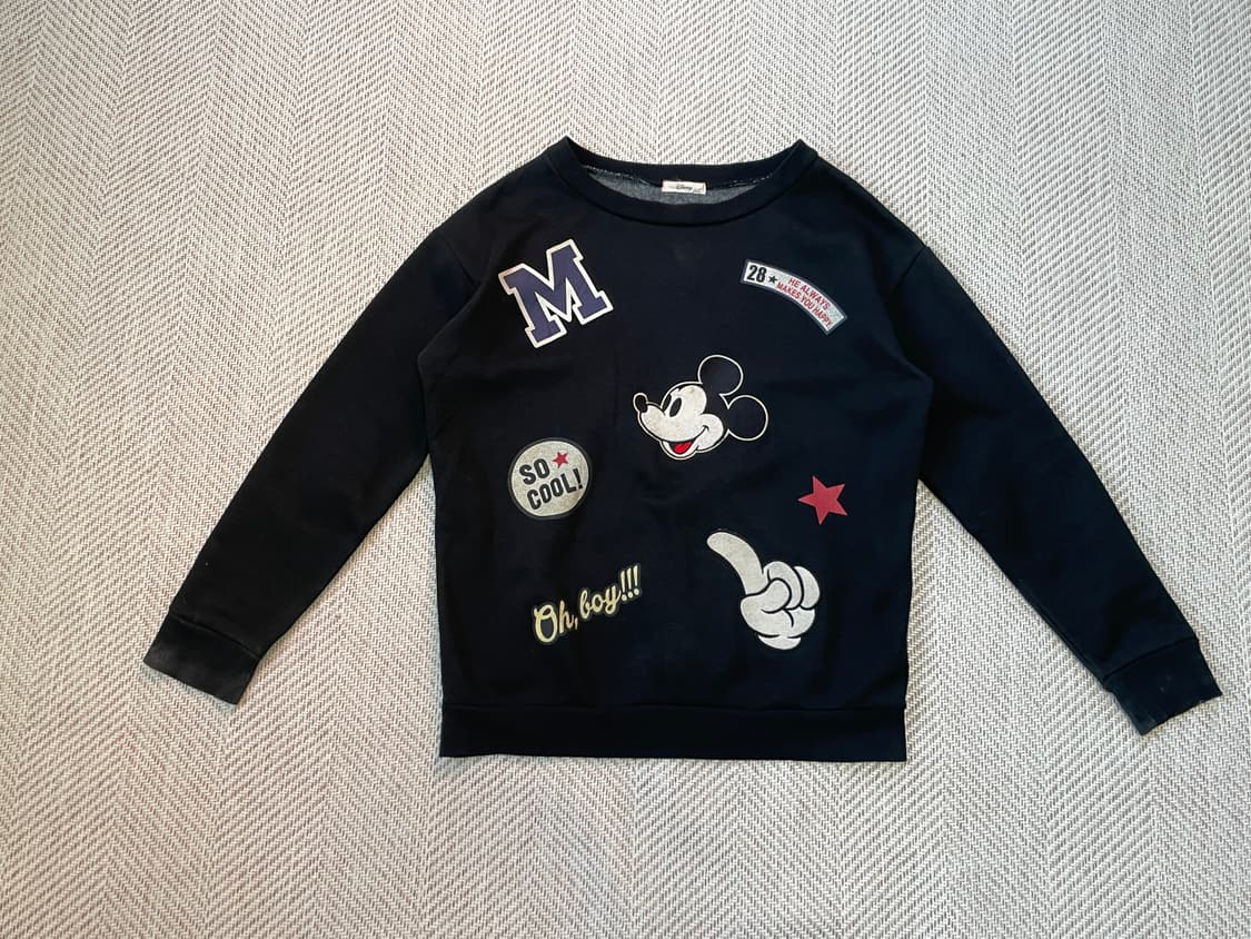 디즈니 미키마우스 패치 디스트로이드 안감 기모 스웻셔츠 J03388 상품이미지1