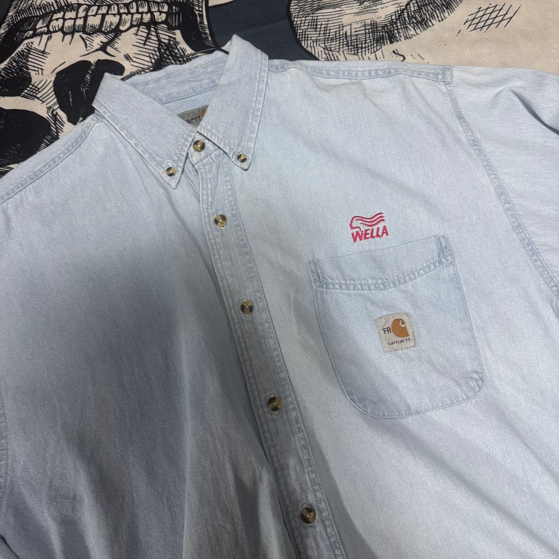 90s 칼하트 연청 데님셔츠 L사이즈  상품이미지2