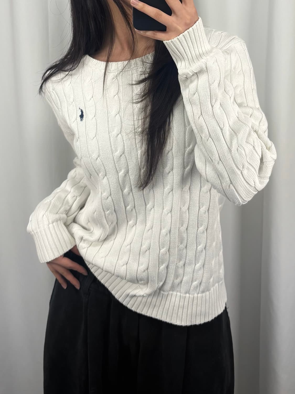 폴로 화이트 꽈배기 니트 상품이미지2