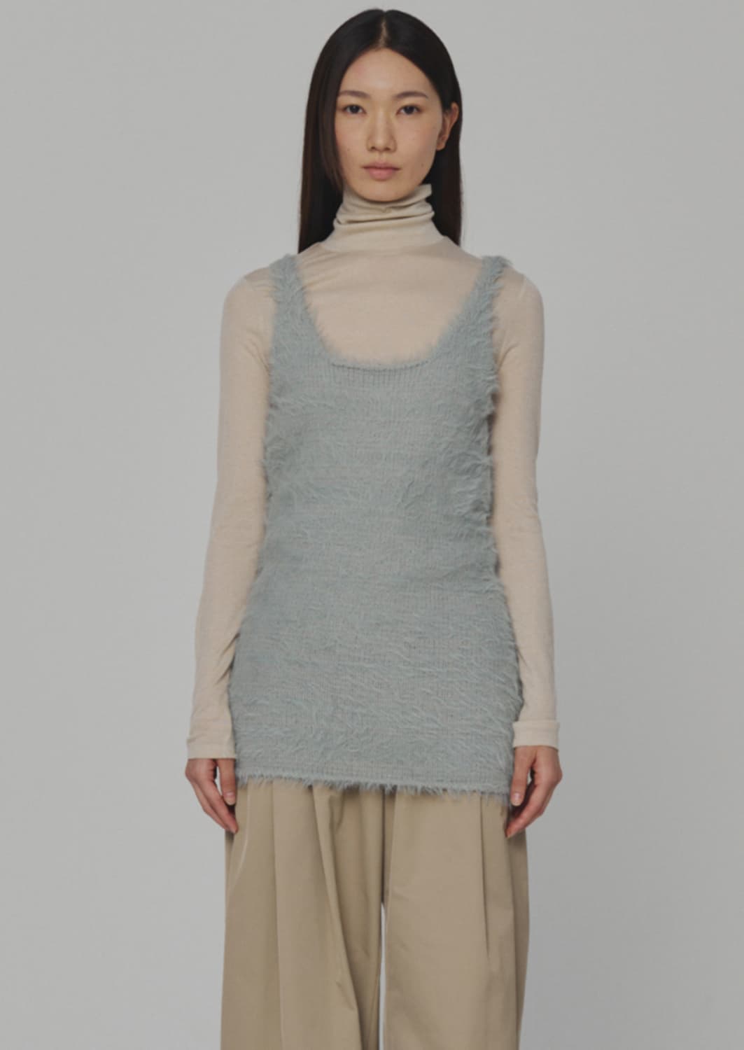 택o 아모멘토 shaggy knit dress 라이트민트 상품이미지1