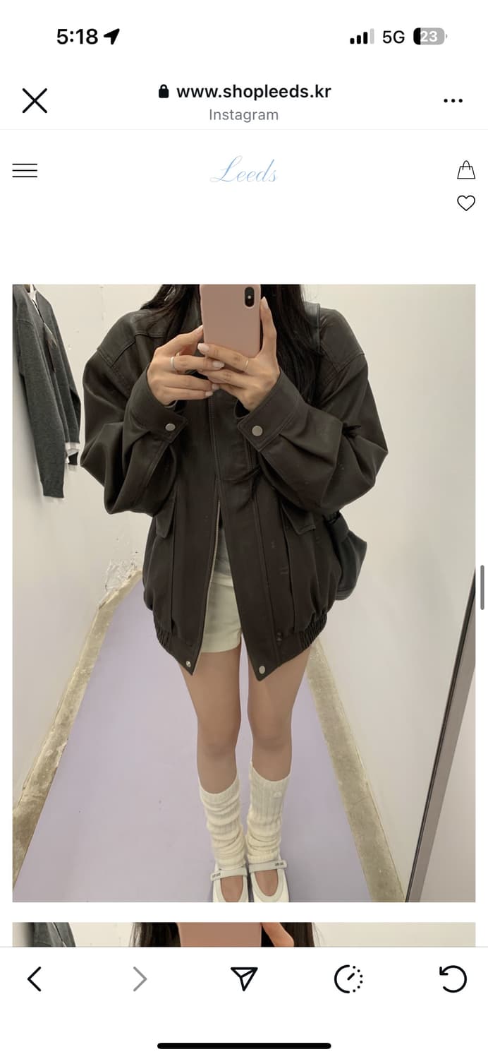 리즈(leeds) 브라운 레더자켓(새상품) 상품이미지6