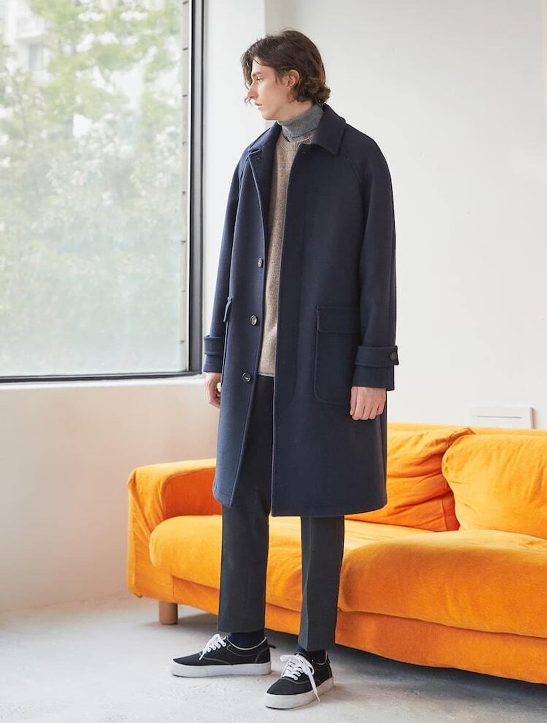 엠비오 울 세미 오버 발마칸 코트 오트밀 95사이즈  상품이미지7