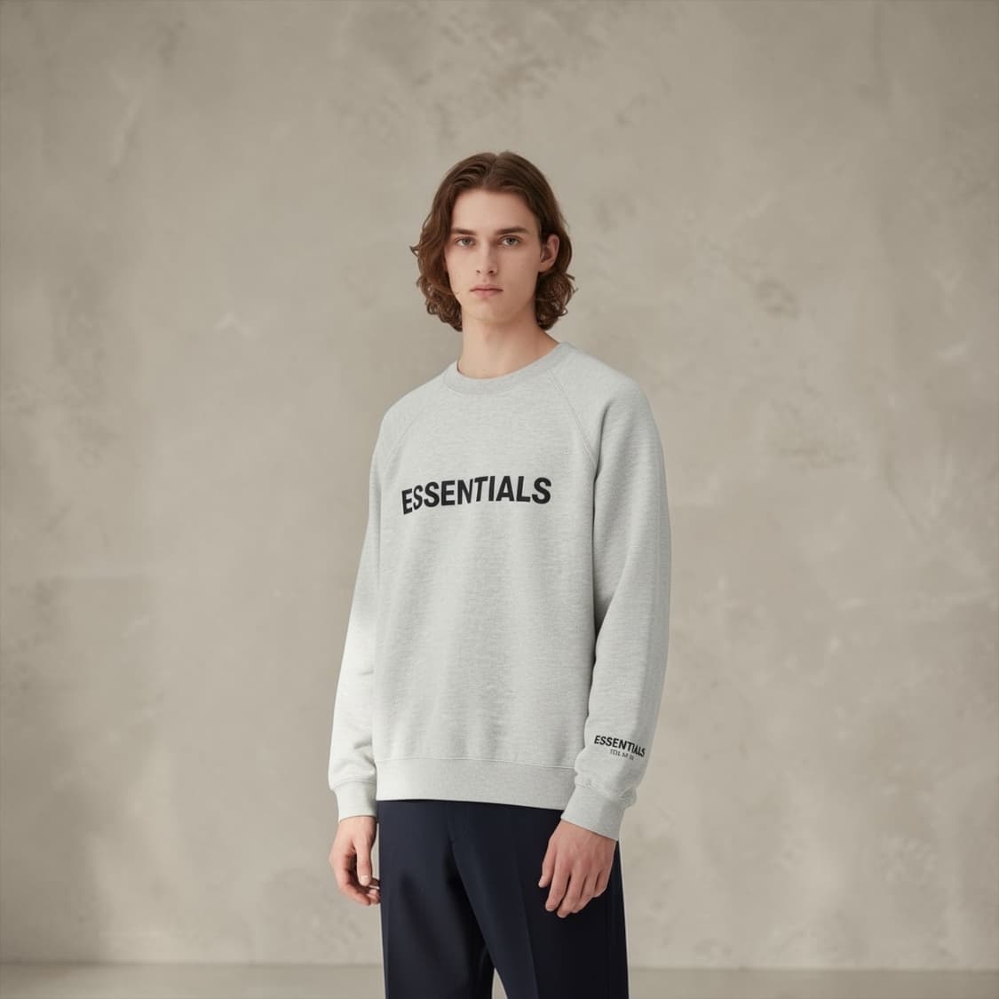 XL/ 피어오브갓 에센셜 프론트로고 기모 맨투맨 상품이미지1