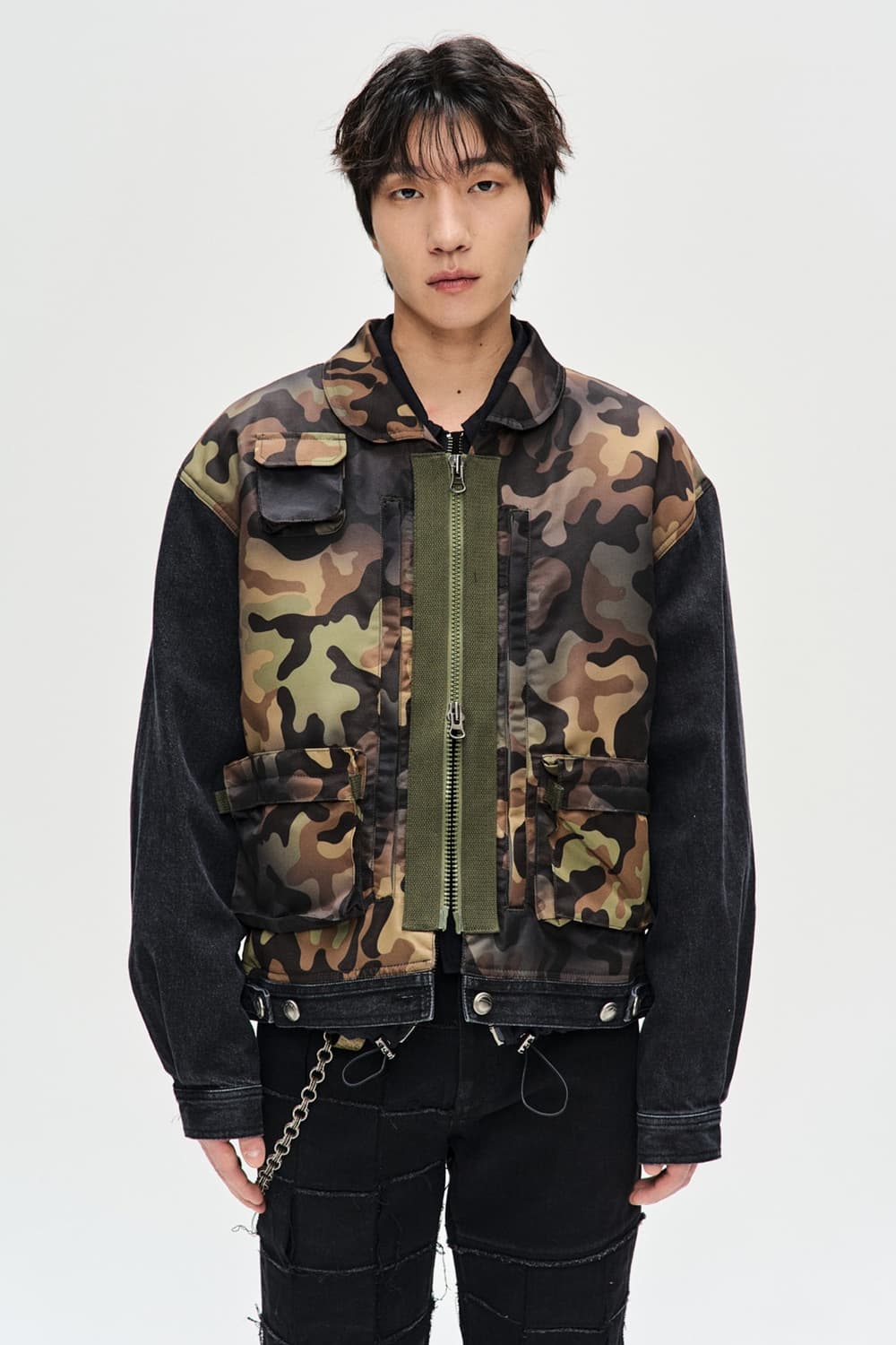 앤더슨벨 CAMOUFLAGE ZIP-UP DENIM JACKET 상품이미지1
