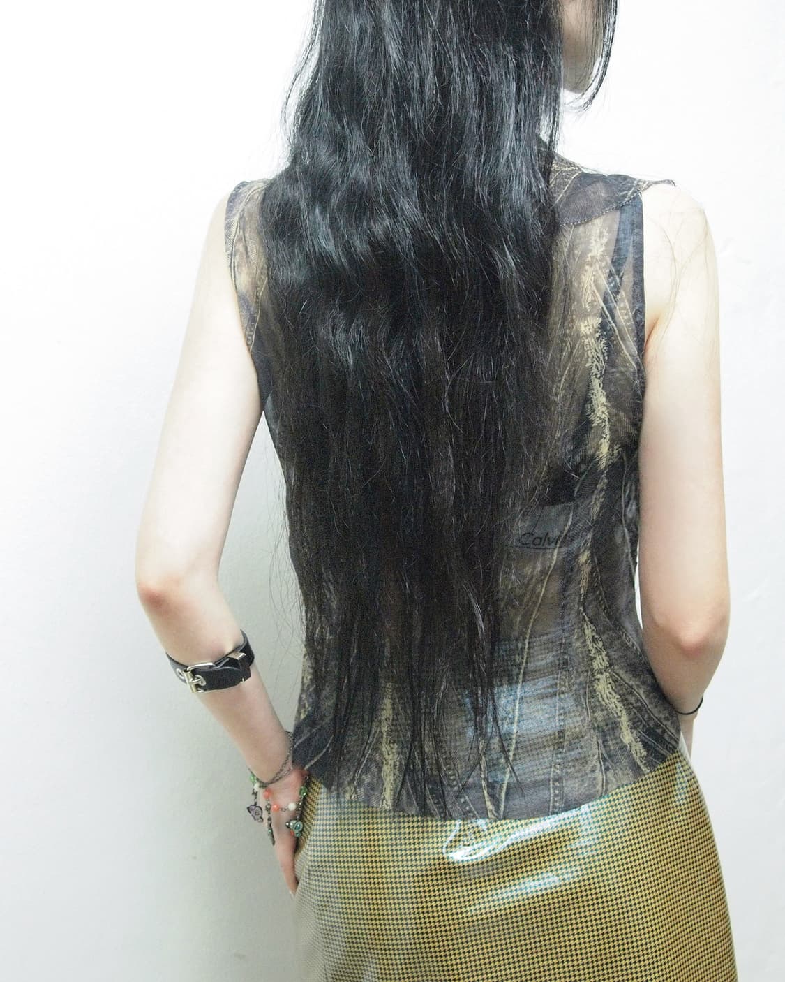piece montee 데님라이크 프린트 슬리브리스 상품이미지2