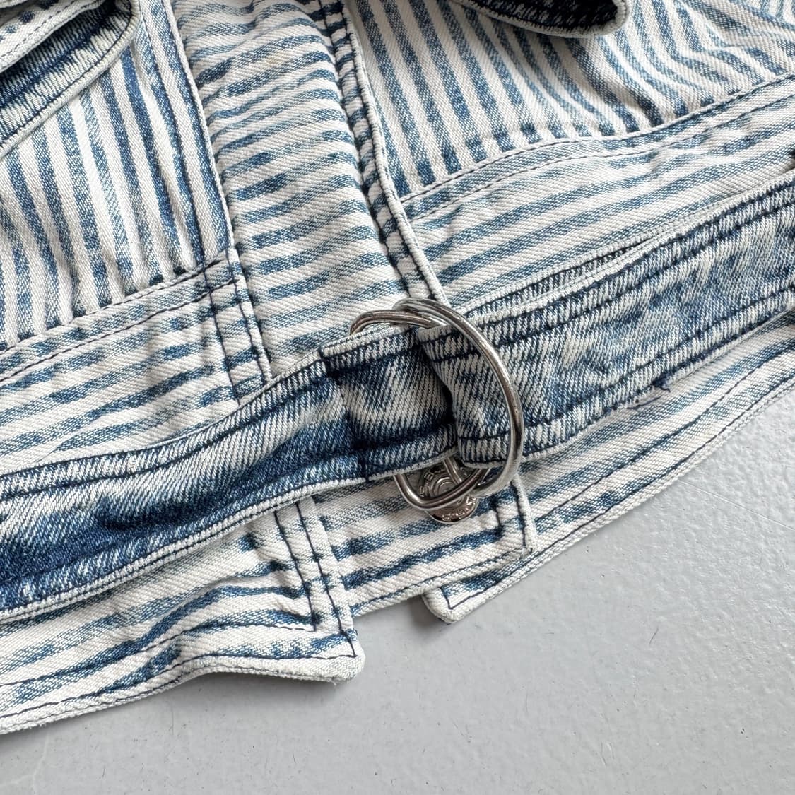 SB ll 90s 빈티지 벨티드 스트라이프 도킹 데님자켓 상품이미지6