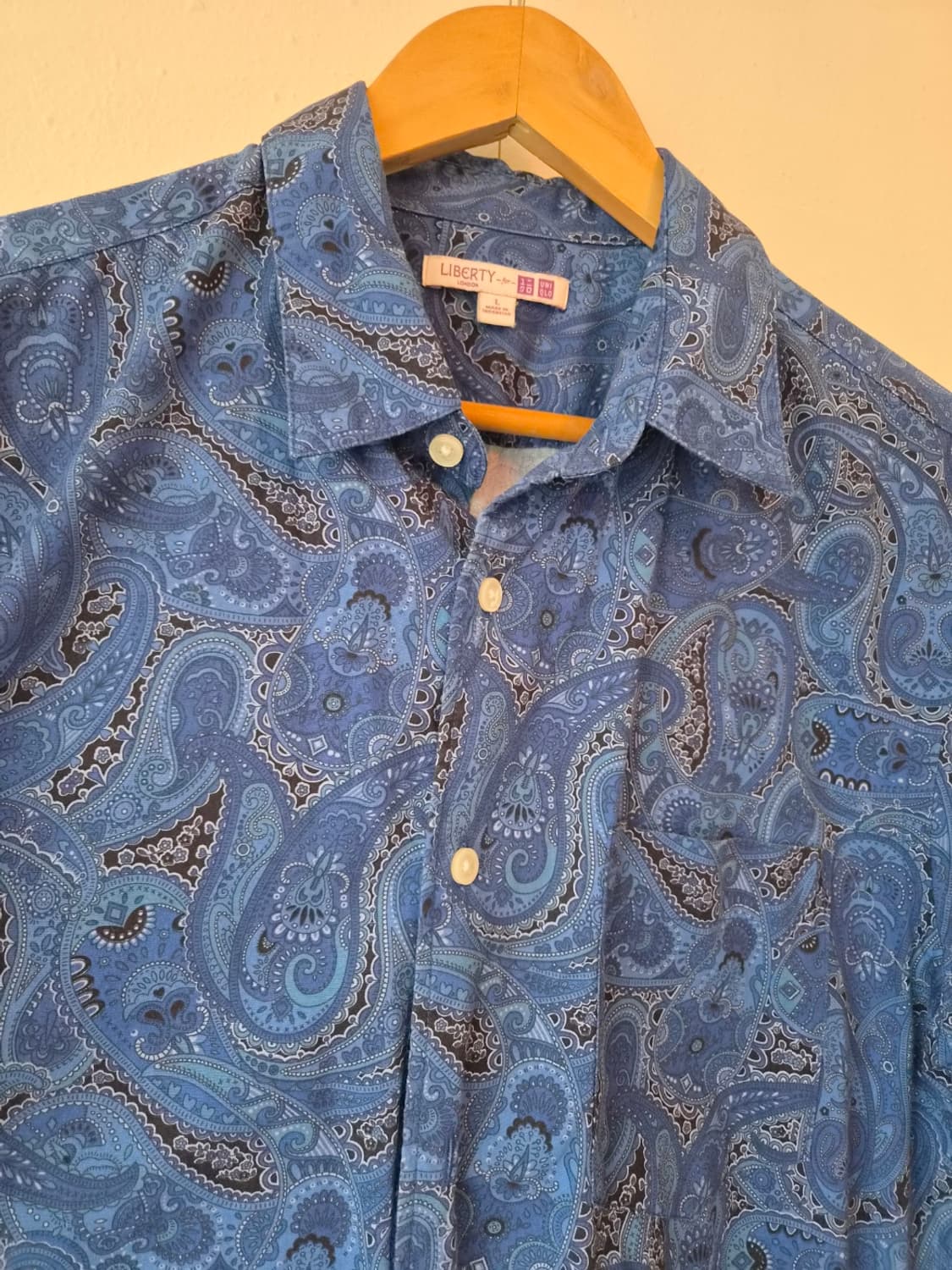 유니클로*리버티 남성 에스닉블루반팔셔츠 L사이즈 상품이미지5