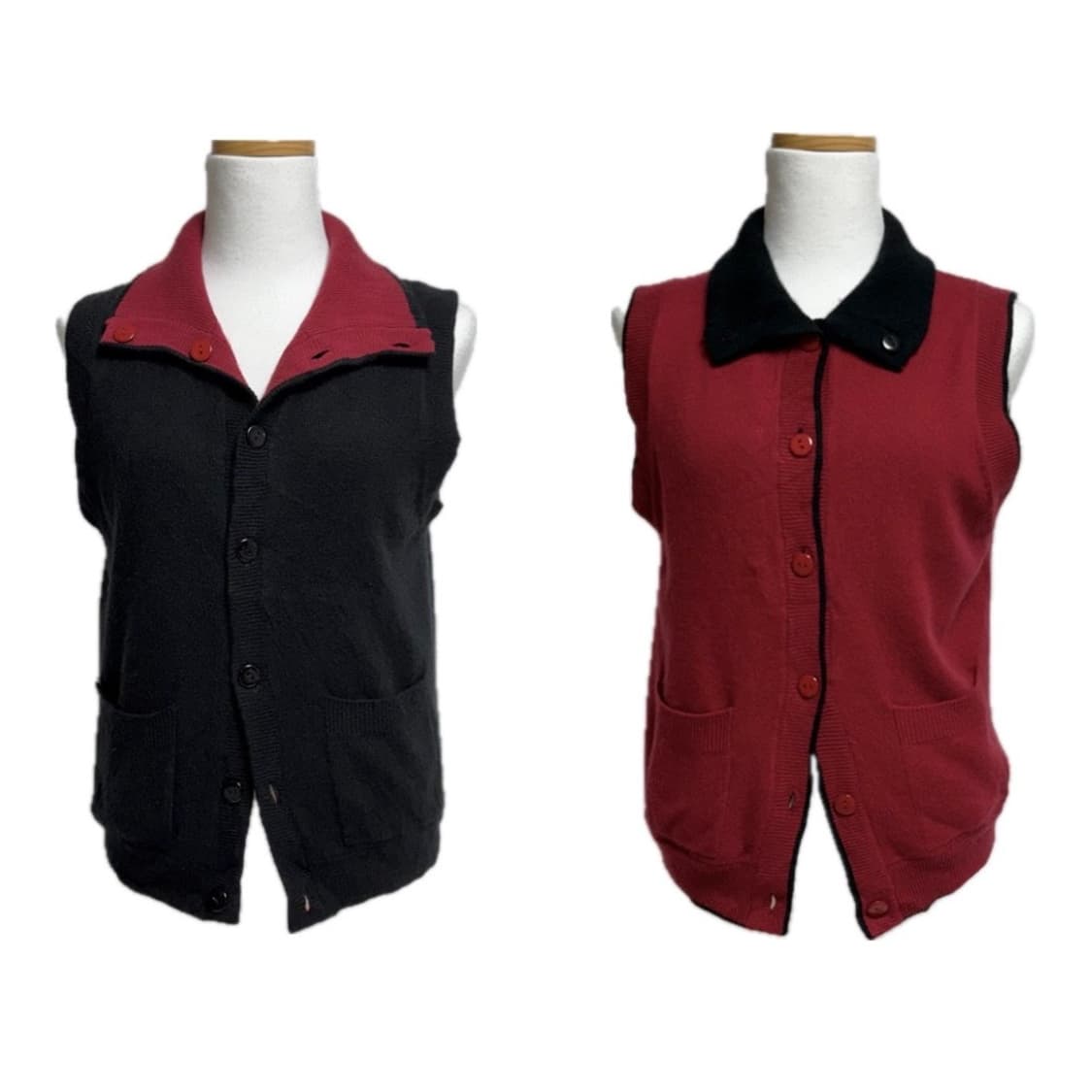 [캐시미어 100%] 리버서블 양면 니트 베스트 조끼 상품이미지1