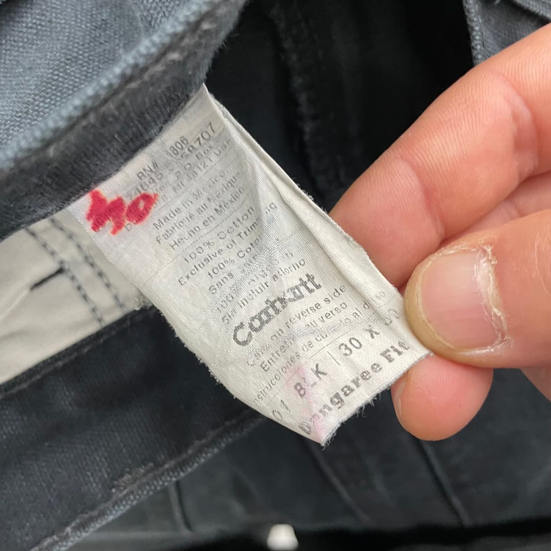 칼하트 OG 더블니 카펜터 덕캔버스 페이딩 워크팬츠 블랙 상품이미지6