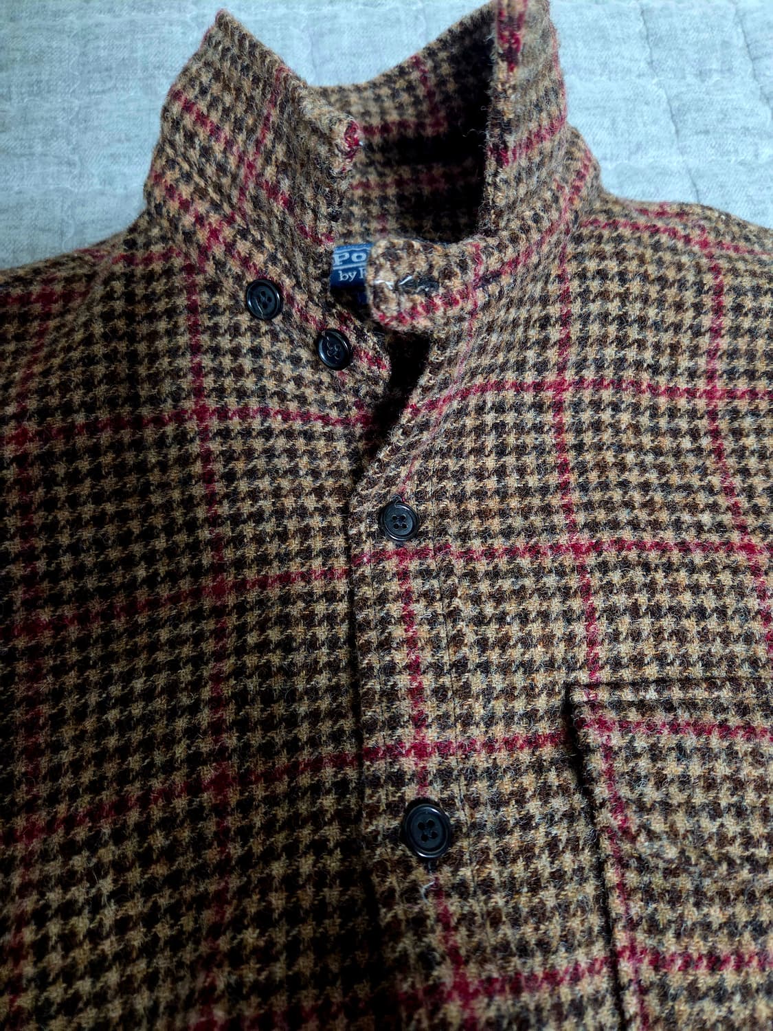 L,105) 폴로 셰틀랜드 브라운 울 오버셔츠 팝니다. 상품이미지6