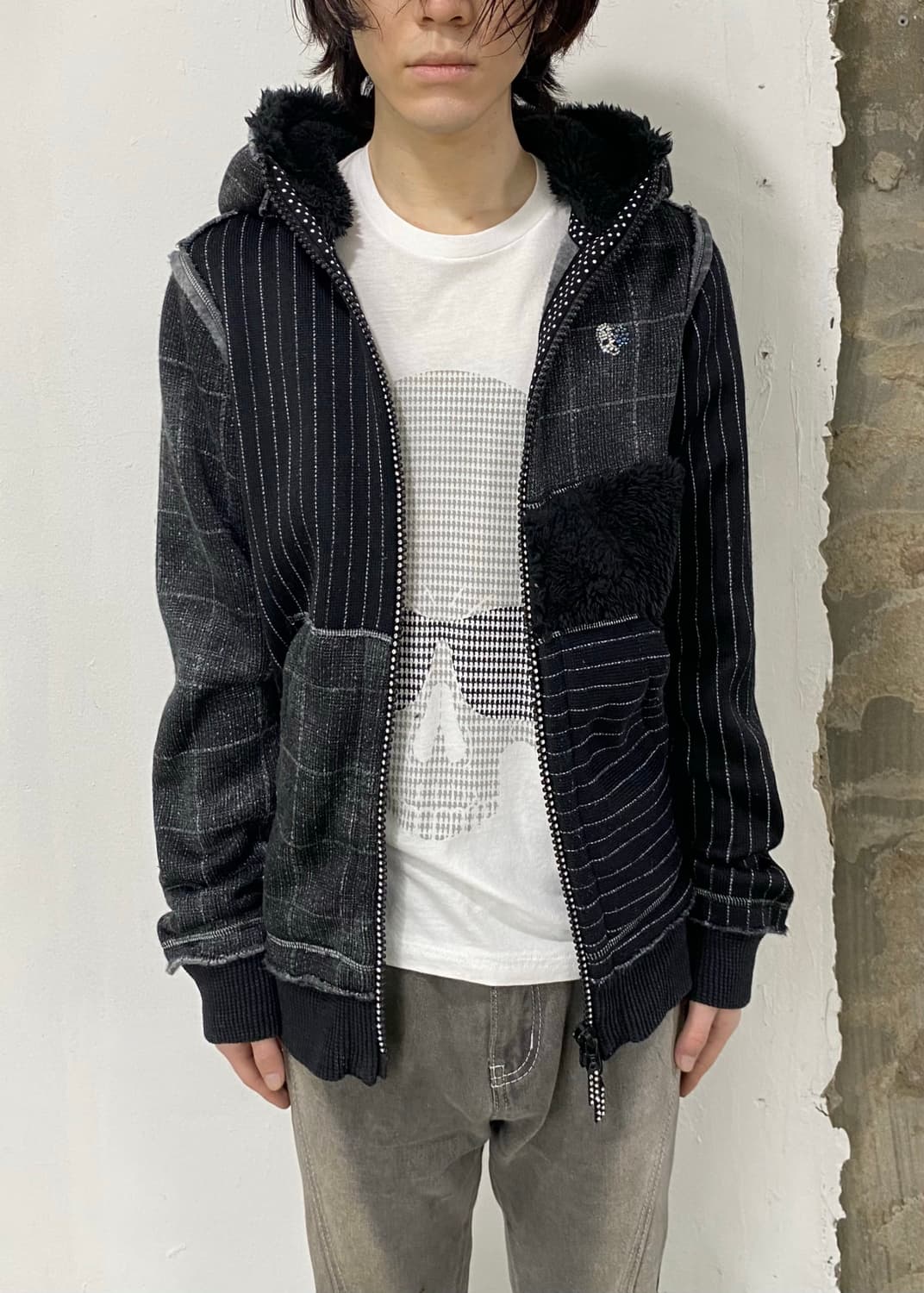 Francist_MOR.K.S. 믹스드 페브릭 후드 집업 상품이미지2