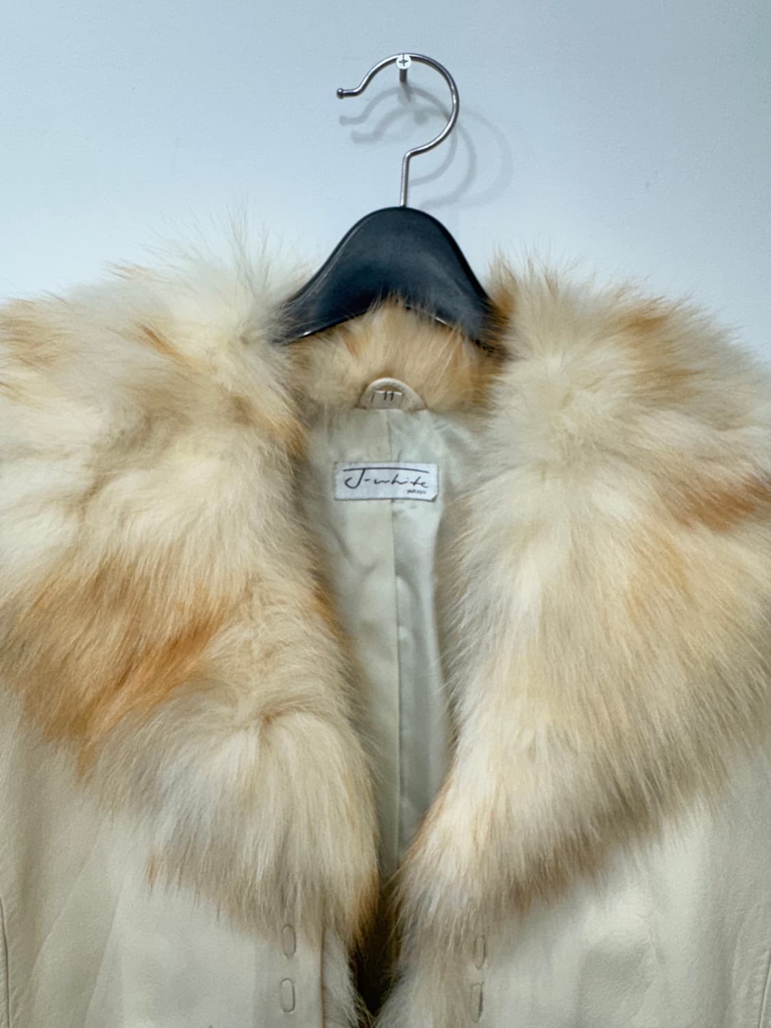 빈티지 리얼레더 트리밍 퍼 자켓, 아이보리, S~M 상품이미지5