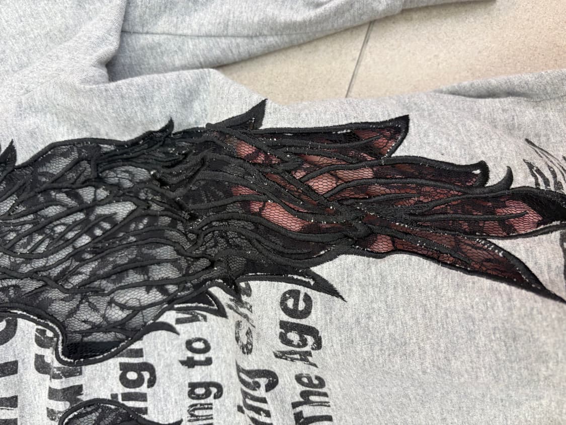 시스루 윙 그레이 후드집업 상품이미지6