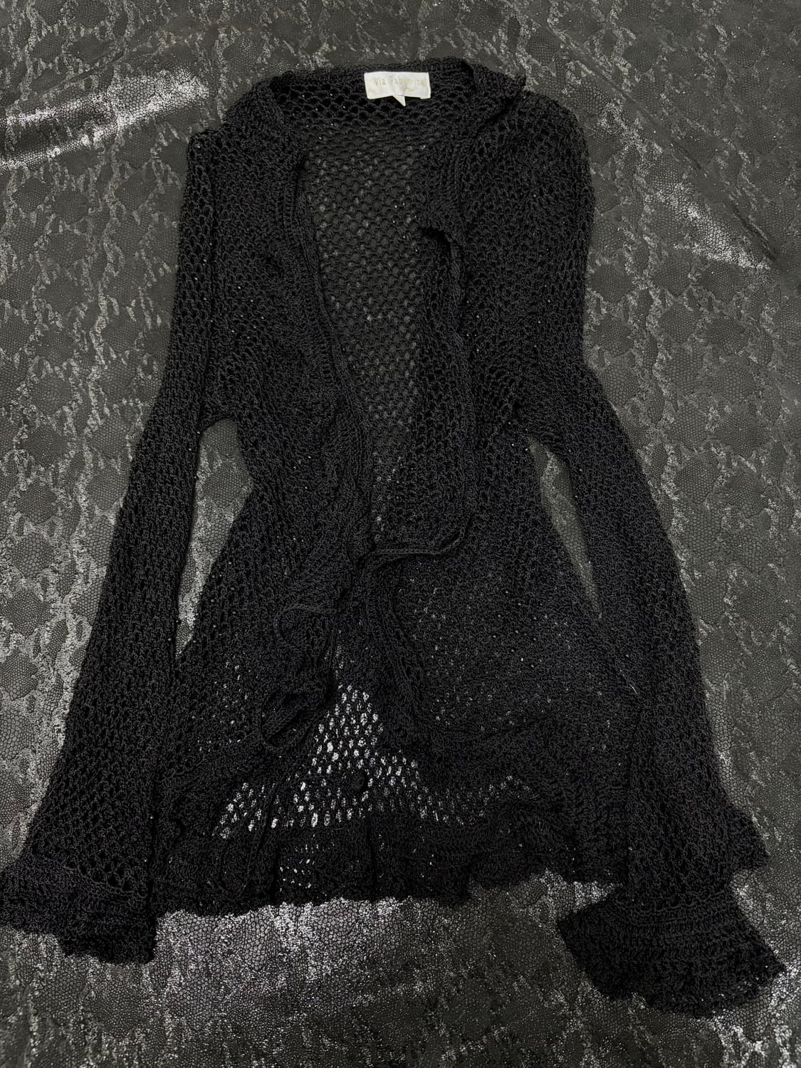 “Vintage”Y2K Mood Black Mesh Cardigan 상품이미지6