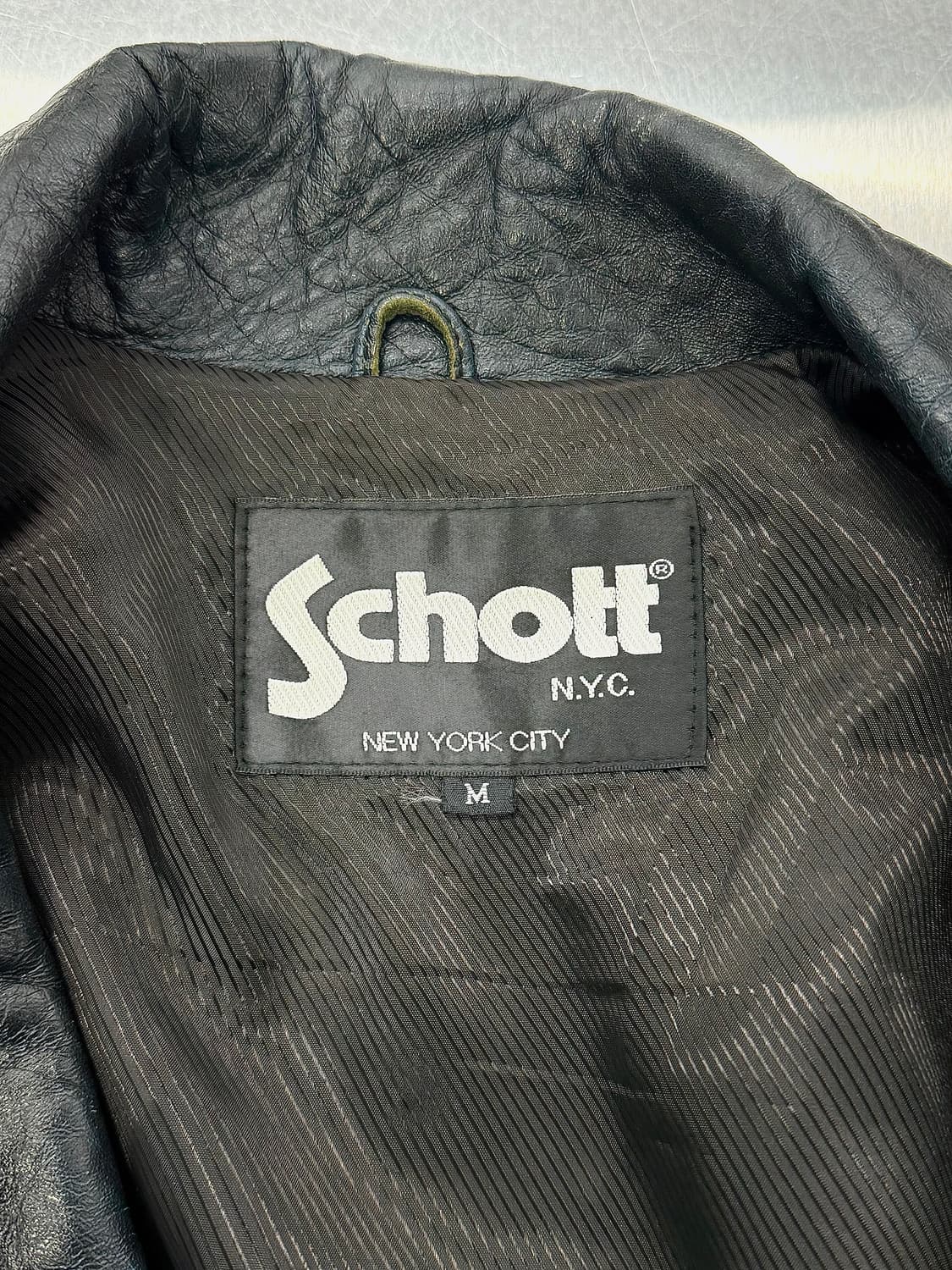 쇼트 블루 왁스 카빙 제뉴윈 레더 라이더 자켓 상품이미지8