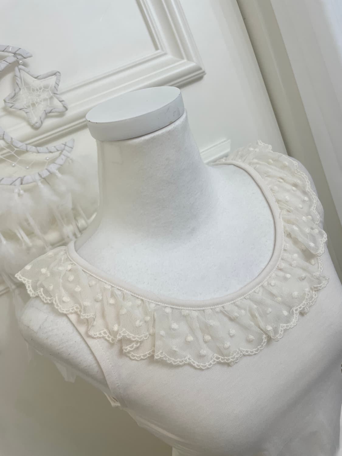 ivory dot lace ruffle cotton sleeveless 상품이미지7
