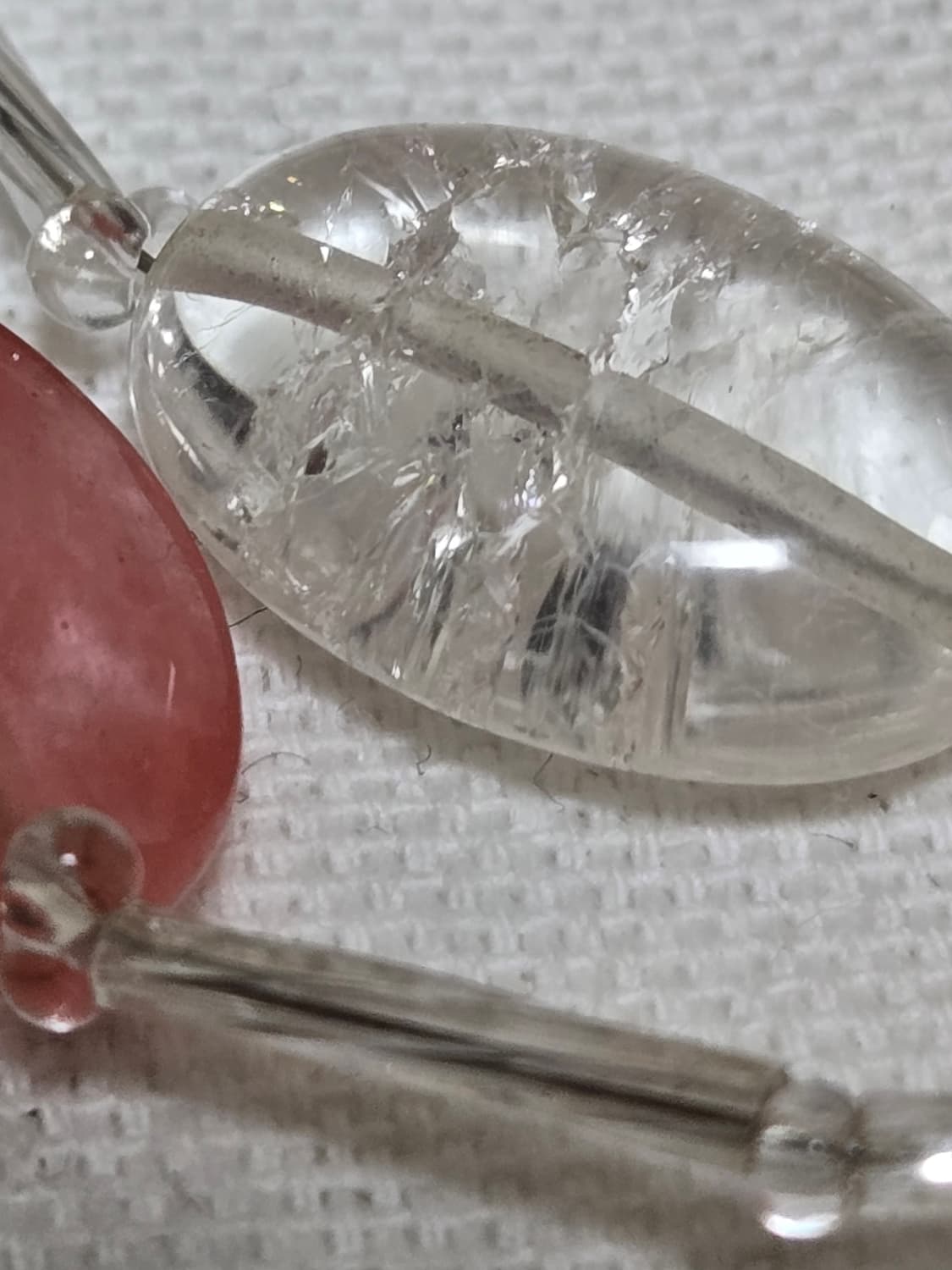 빈티지 믹스 원석 목걸이 크랙수정 로즈톤 내포수정 포인트 상품이미지2