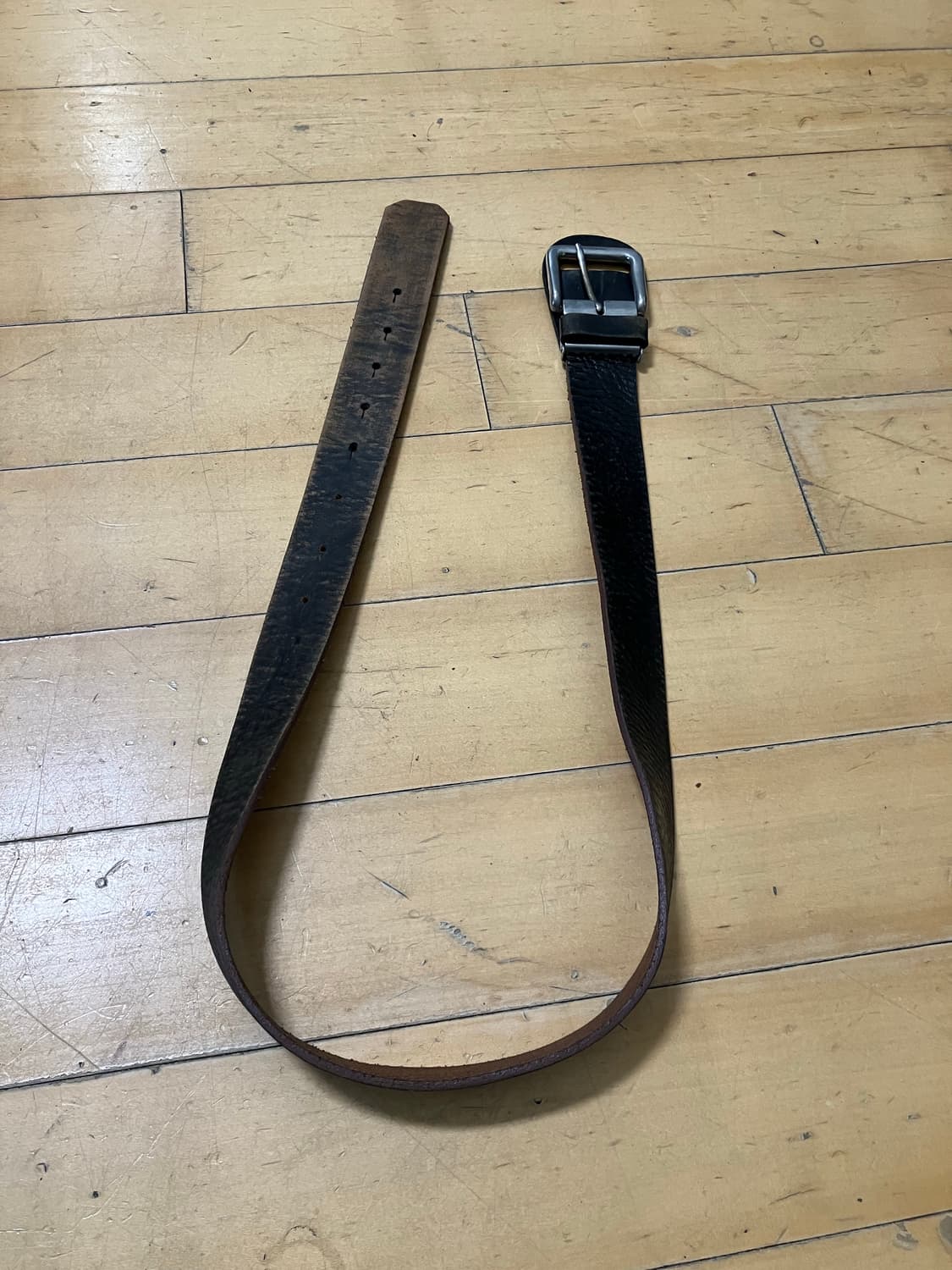 Japanese 레더 쉴드 버클 그라데이션 워싱 벨트 상품이미지6