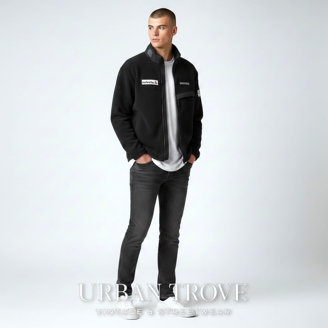 데상트 스위스 스키팀 플리스 집업 헬베티아 아우디 패치 XL 상품이미지3