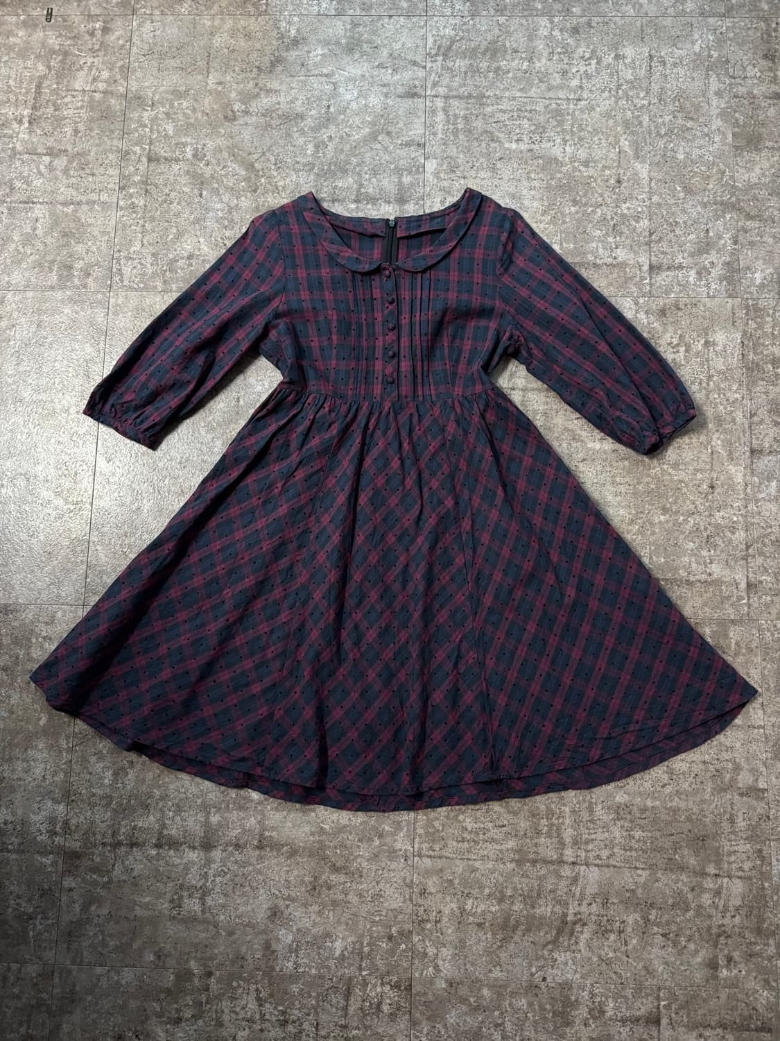 미니 버튼 가디건 체크 도트 패턴 원피스 2pcs SET 상품이미지7