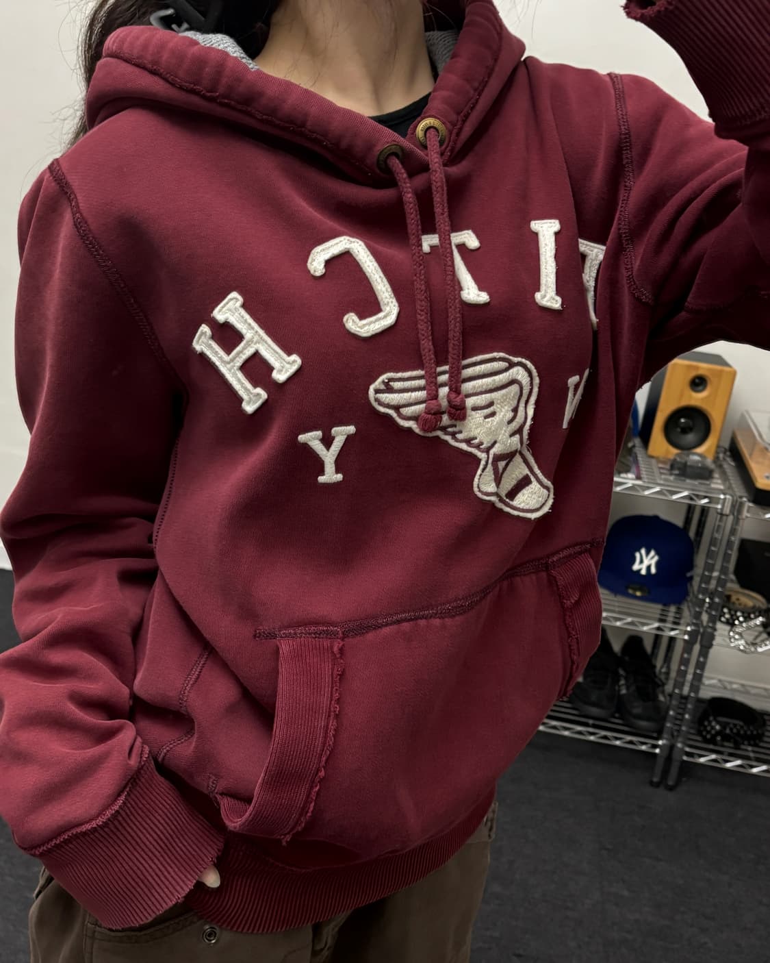 아베크롬비 FITCH 버건디 후드티 상품이미지1