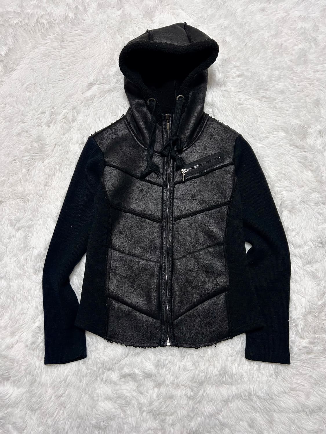 chic mood crack blocked hoodie zip-up 상품이미지1