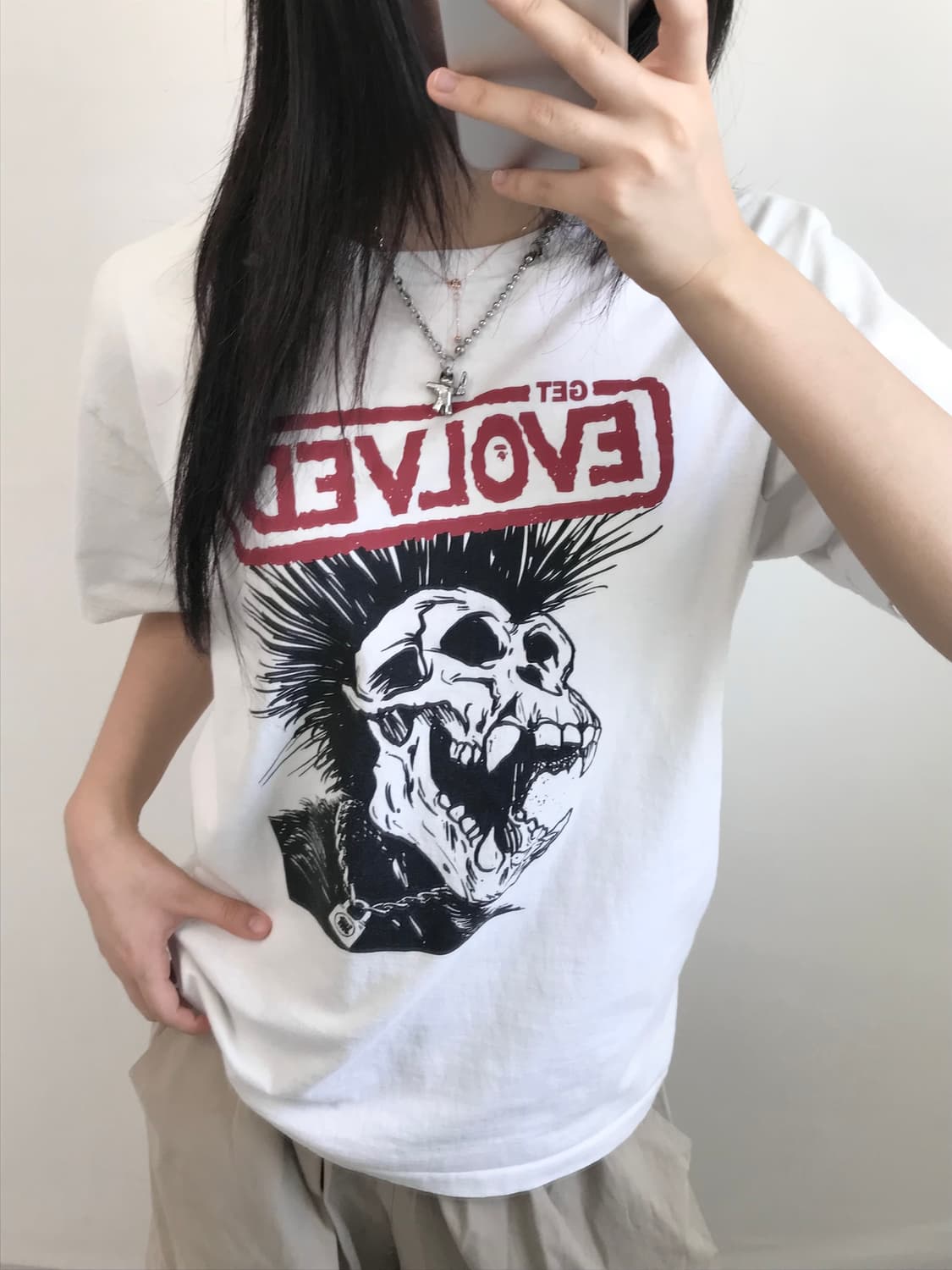 Bape 베이프 화이트 스컬 프린팅 티셔츠 상품이미지1