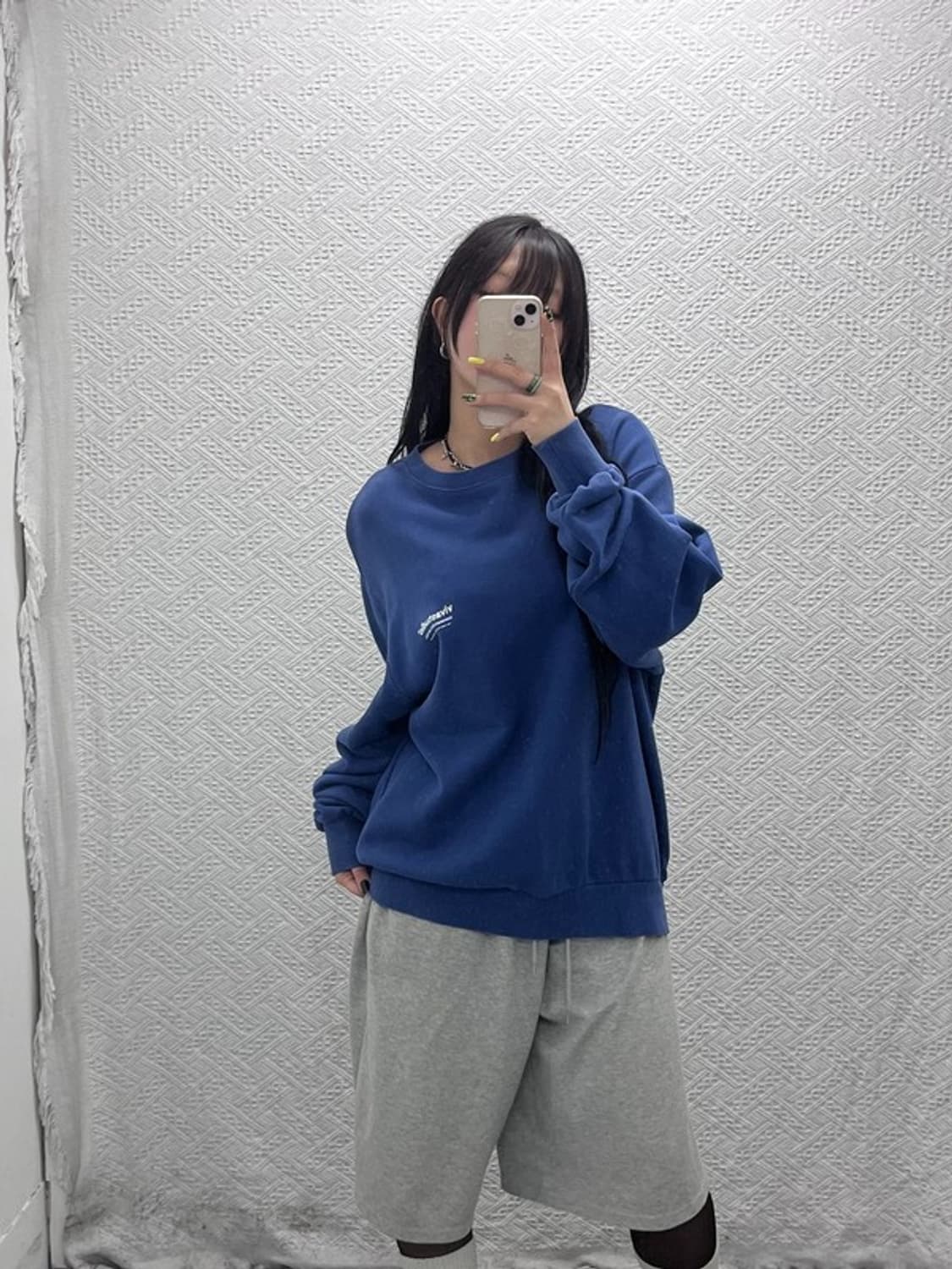 비바스튜디오 캐주얼 인디블루 오버핏 맨투맨 L C07406 상품이미지2