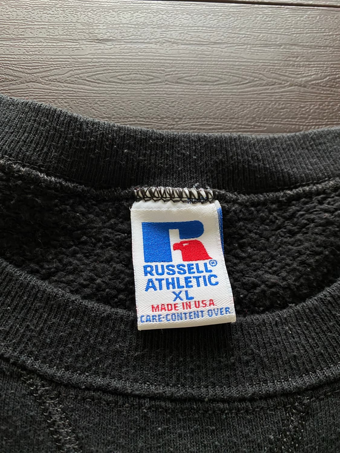 (XL) 90s 빈티지 러셀 스웻셔츠 블랙 USA 상품이미지3