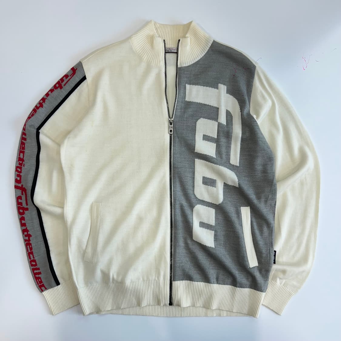 FUBU 후부 사이드 레터링 아이보리 니트집업  상품이미지3