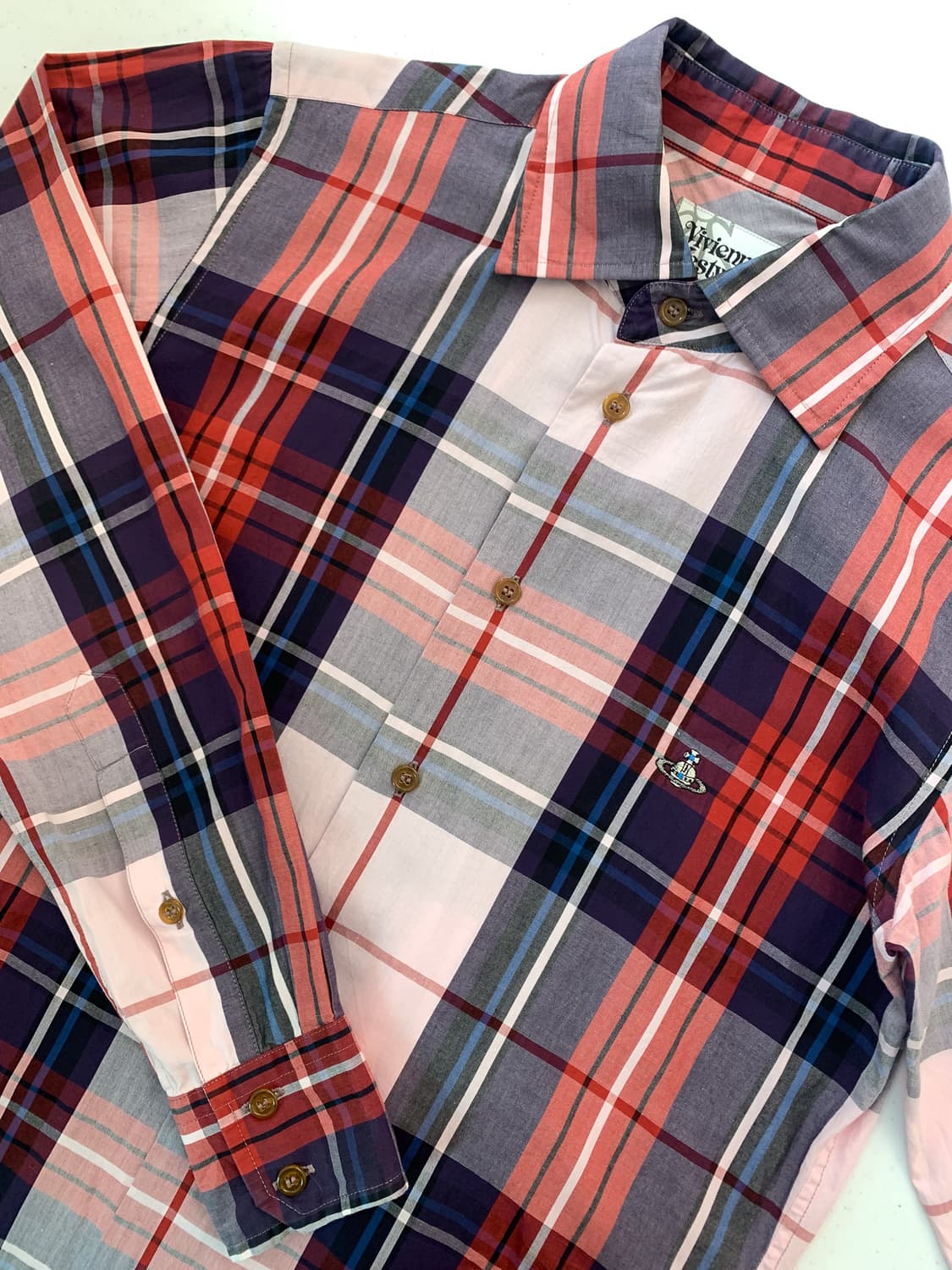 90-95 비비안 웨스트우드 orb 체크 셔츠 상품이미지5