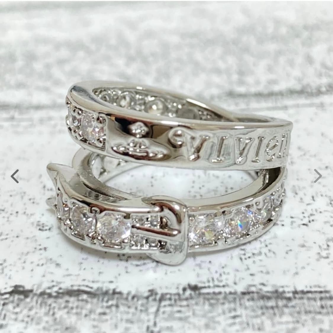 비비안웨스트우드 아카이브 크리스탈 큐빅 2단 벨 트링 상품이미지1