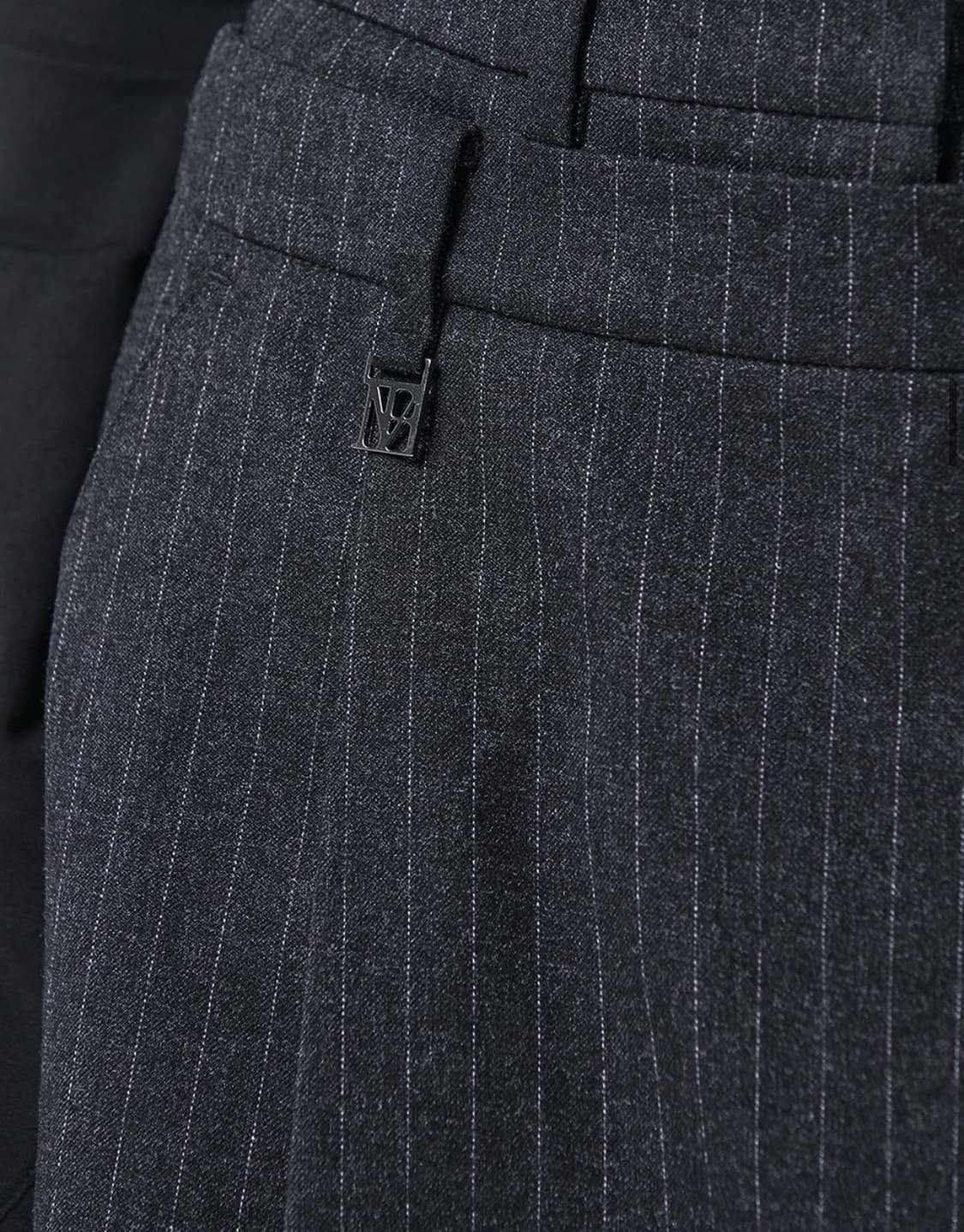 트리밍버드 오버랩 셋업 스커트 와이드 팬츠 차콜 스트라이프 상품이미지5