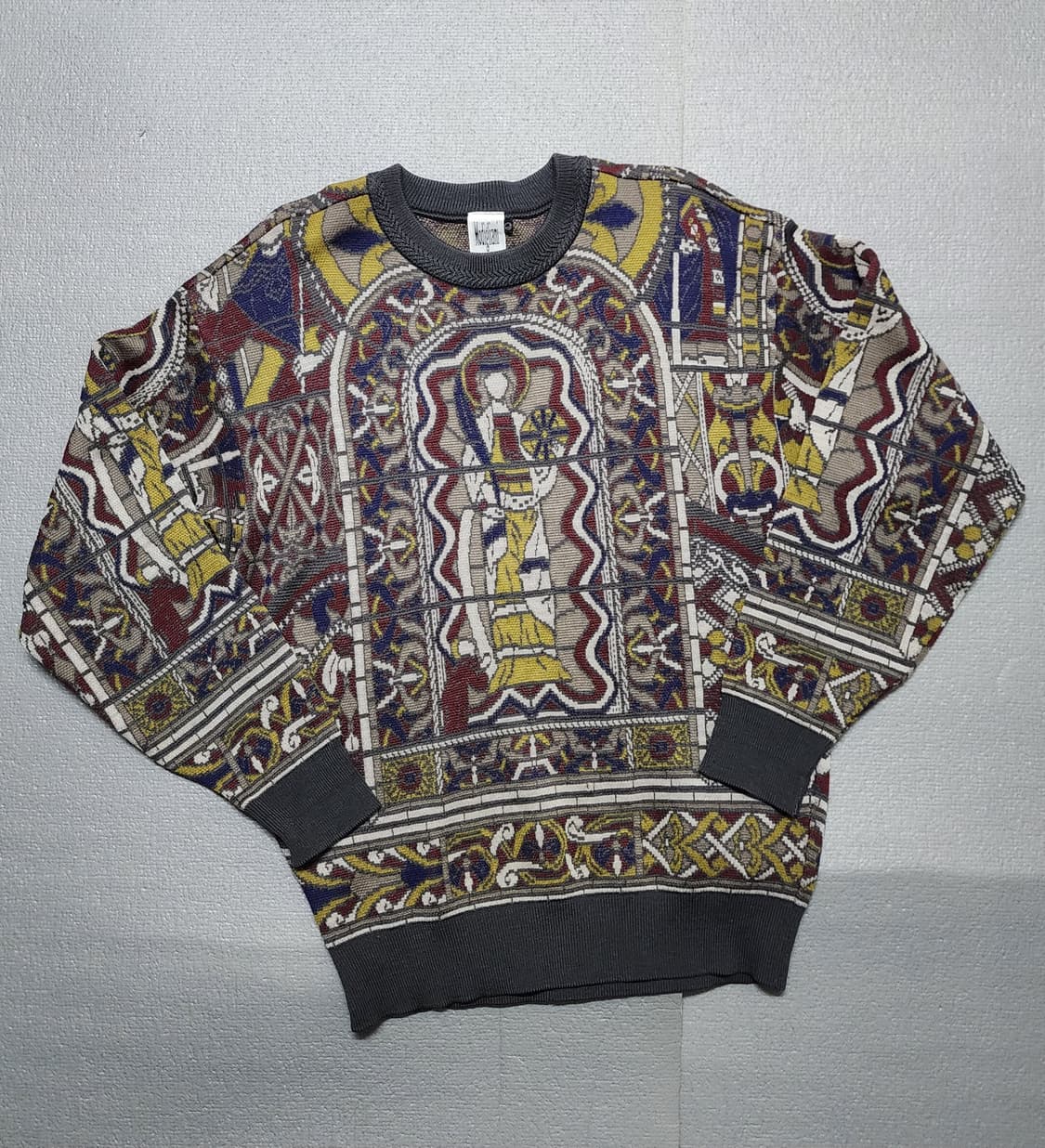 빈티지 Modigliani 스테인드글라스 패턴 니트 스웨터 상품이미지1