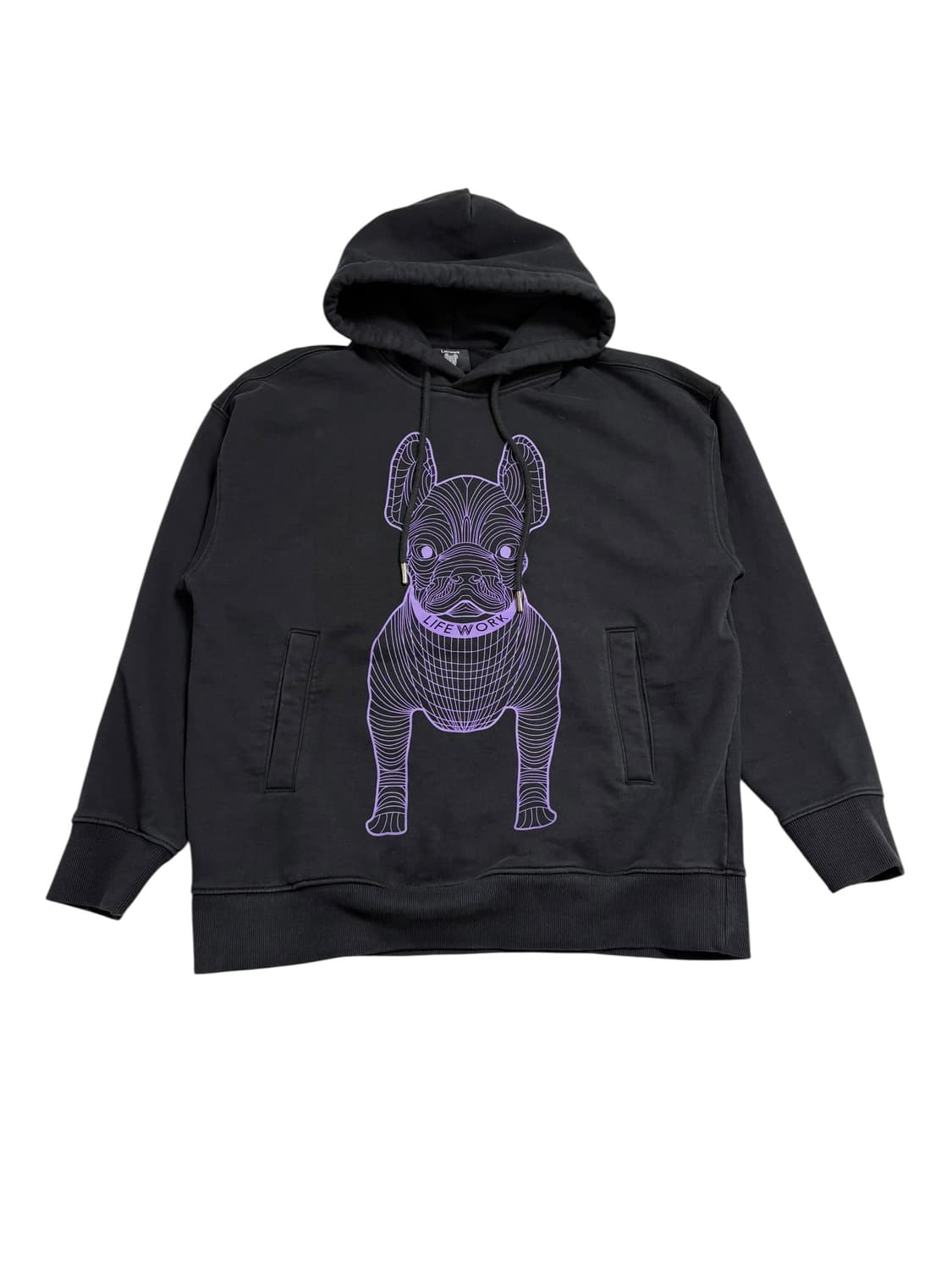 라이프워크 빅라독 퍼플 프린팅 후드티 블랙 상품이미지2