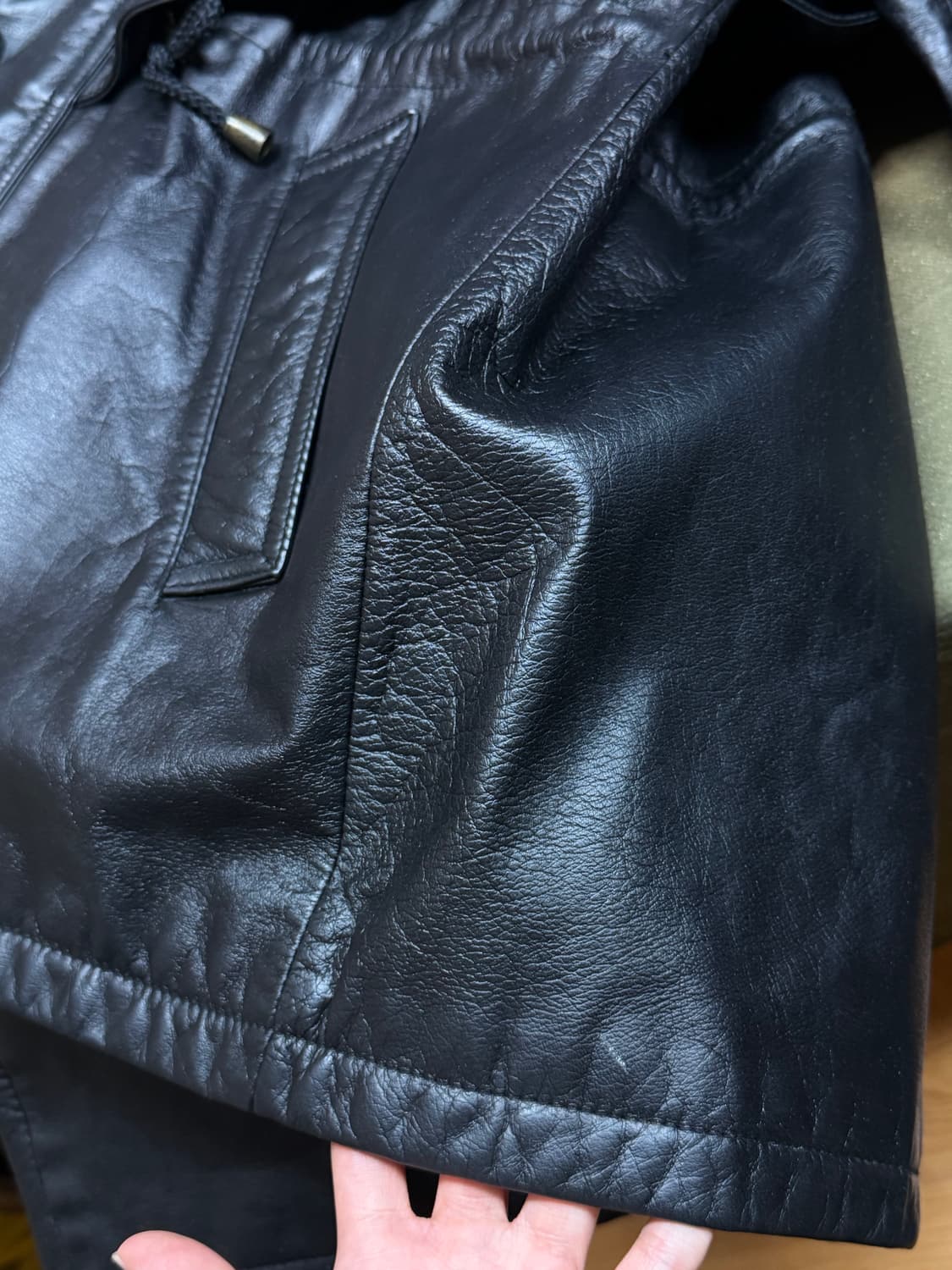 vintage italy 양가죽 후드 자켓 상품이미지8