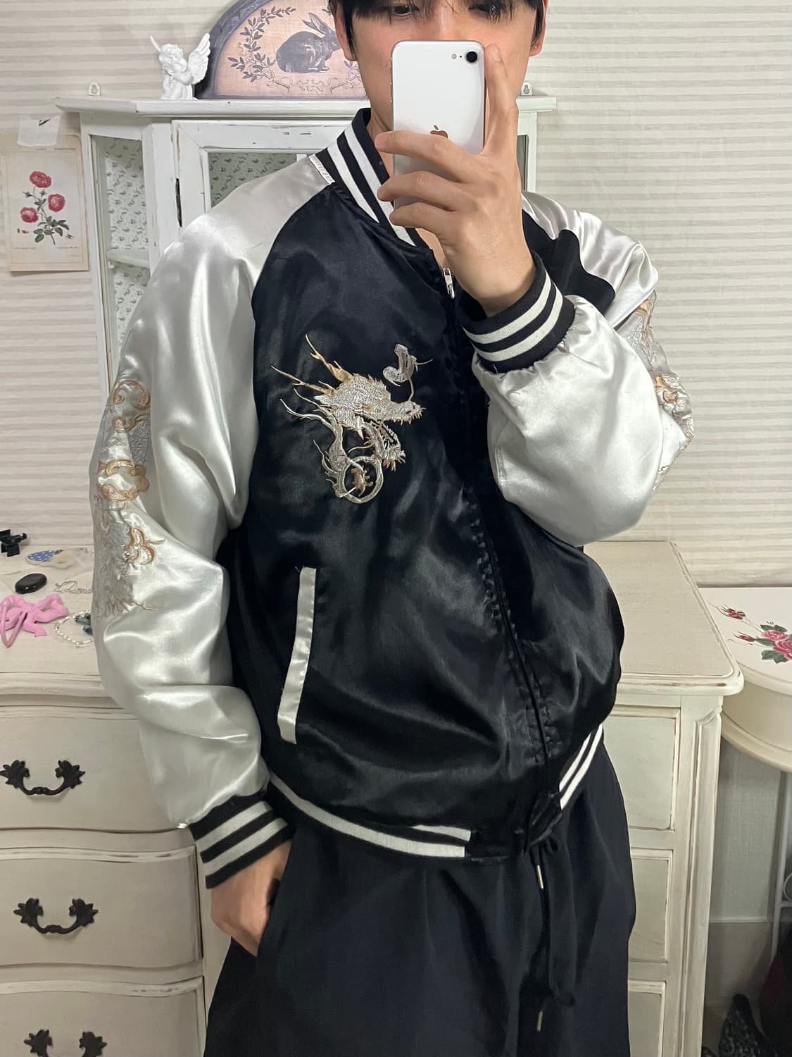 빈티지 타이거 드래곤 골드 스카잔 805 y2k 스트릿 갸루 펑키 일본빈 상품이미지7