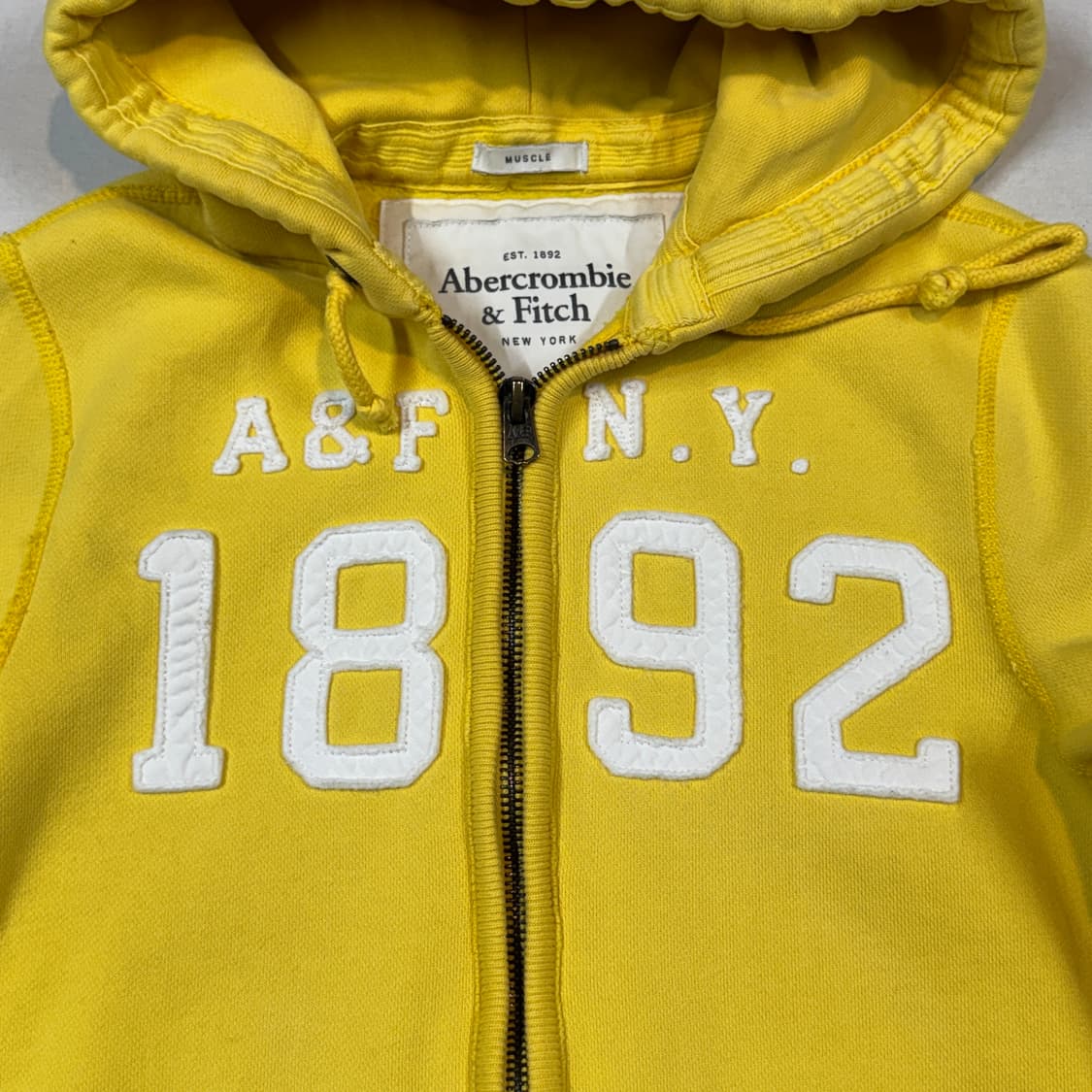 M) 아베크롬비 패치로고 후드집업 옐로우 상품이미지4