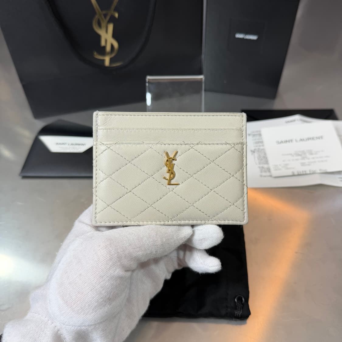 [리오브] 생로랑 램스킨 금장 가비 카드지갑 상품이미지2