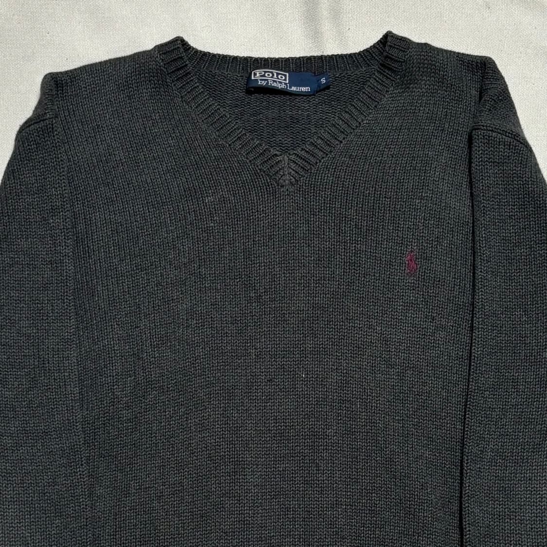 S 폴로랄프로렌 버건디 포니 챠콜 코튼 브이넥 니트 상품이미지1