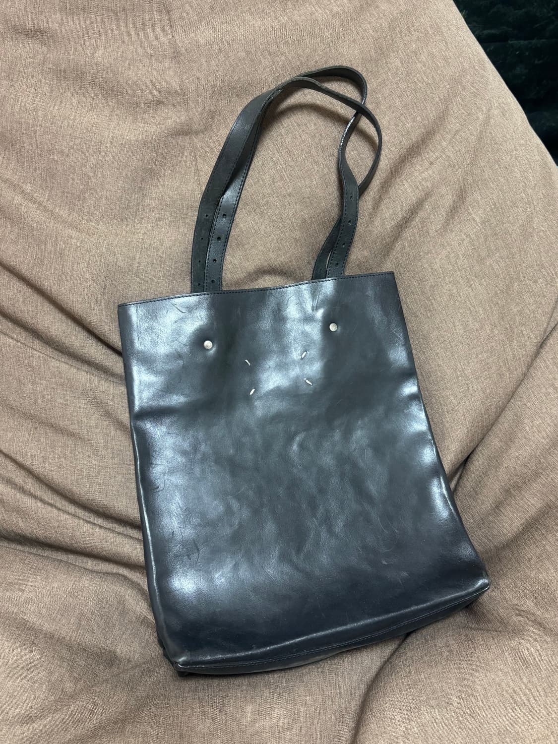 14AW 마틴 마르지엘라 블랙 레더 토트백 상품이미지2