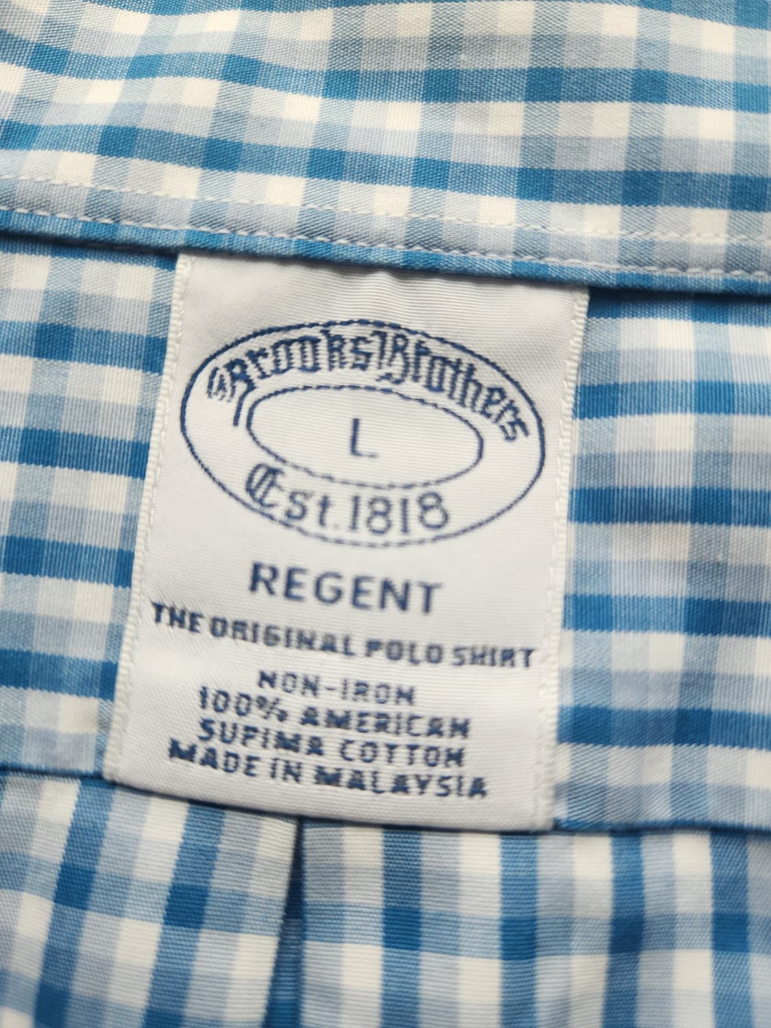 브룩스브라더스 블루 체크 긴팔 셔츠 L 상품이미지2